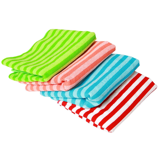 Kleurstrepe Absorberende Mikrovesel Skoonmaakdoek Handdoek